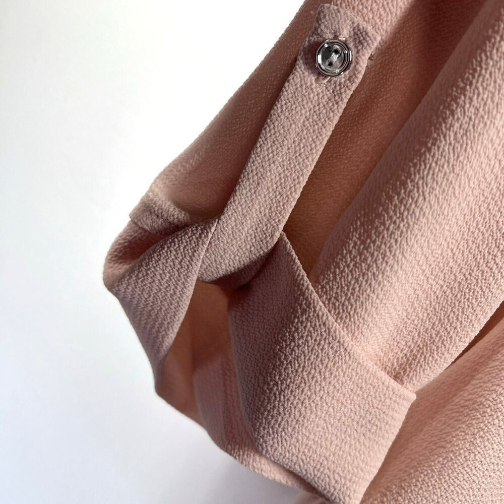 Cocomo Woman Blouse Top 1X Soft Pink Roll Tab 3/4 Sleeve Pleated Pullover - Picture 5 of 9
